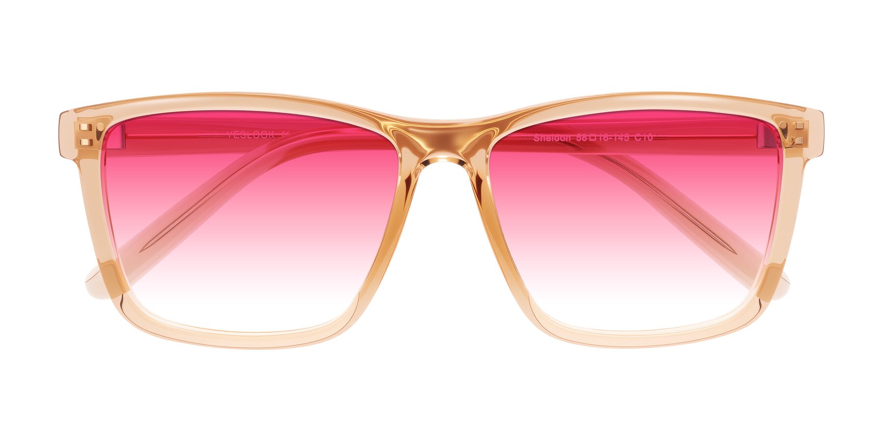 Folded Front of Sheldon in Amber with Pink Gradient Lenses