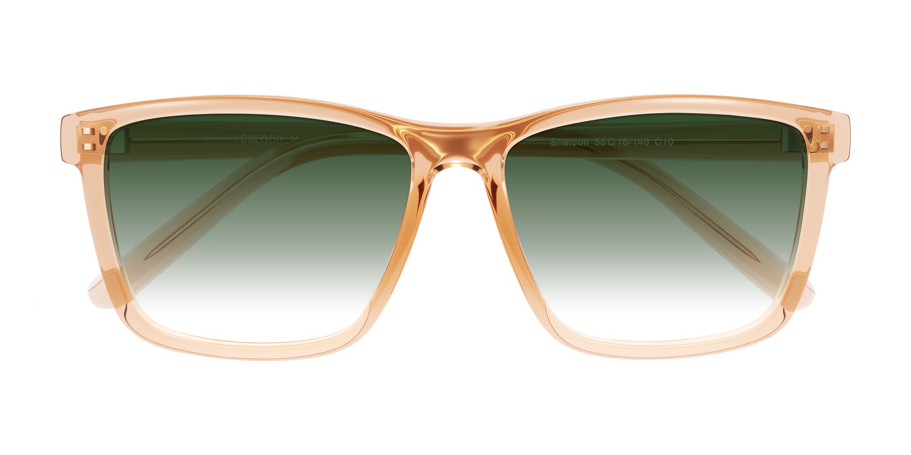 Folded Front of Sheldon in Amber with Green Gradient Lenses