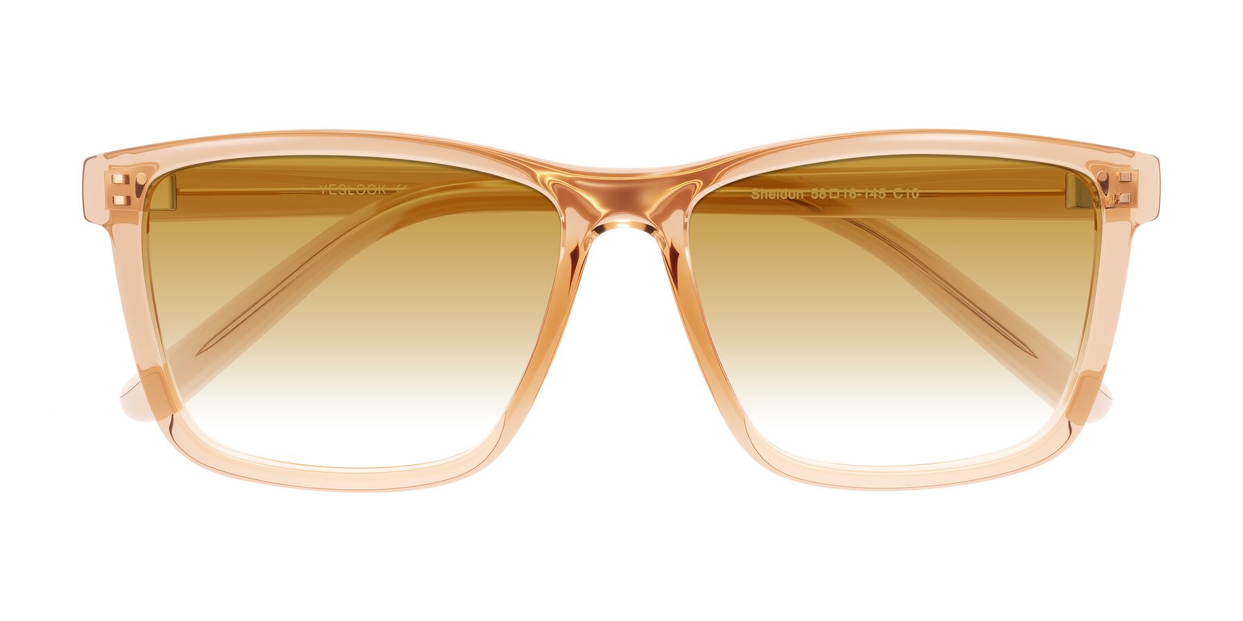 Folded Front of Sheldon in Amber with Champagne Gradient Lenses