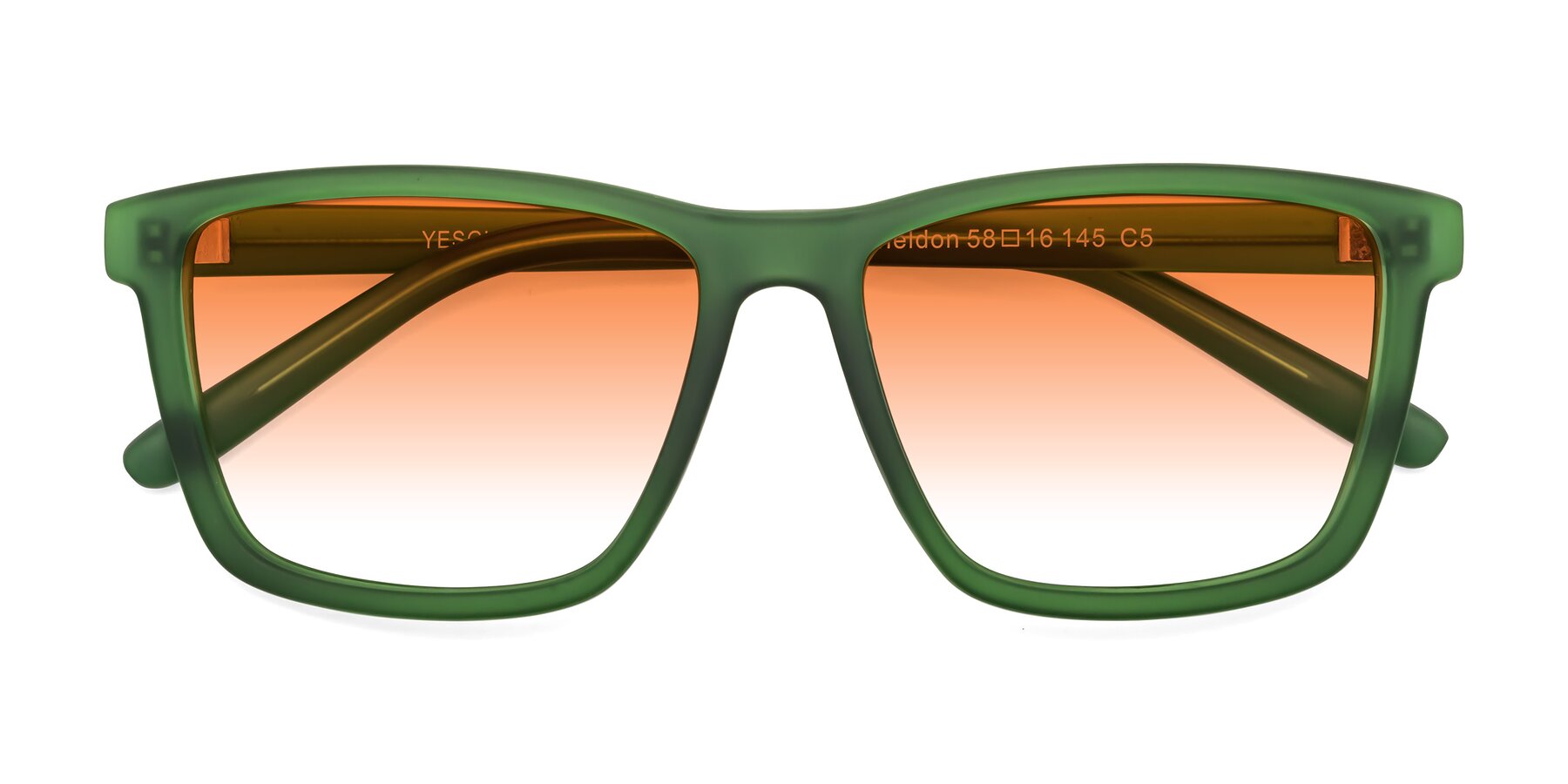 Folded Front of Sheldon in Green with Orange Gradient Lenses