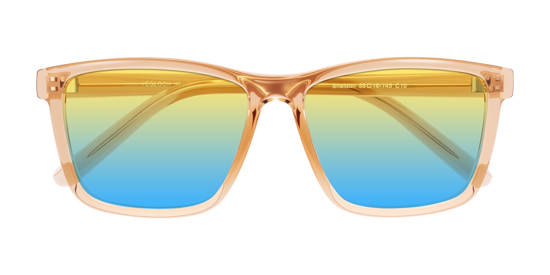 Folded Front of Sheldon in Amber with Yellow / Blue Gradient Lenses