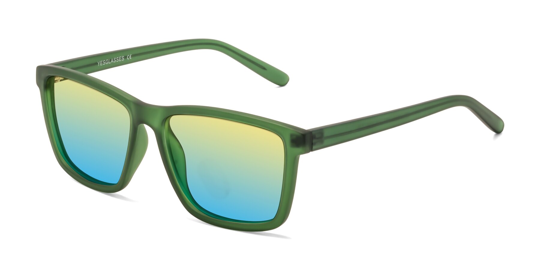 Angle of Sheldon in Green with Yellow / Blue Gradient Lenses