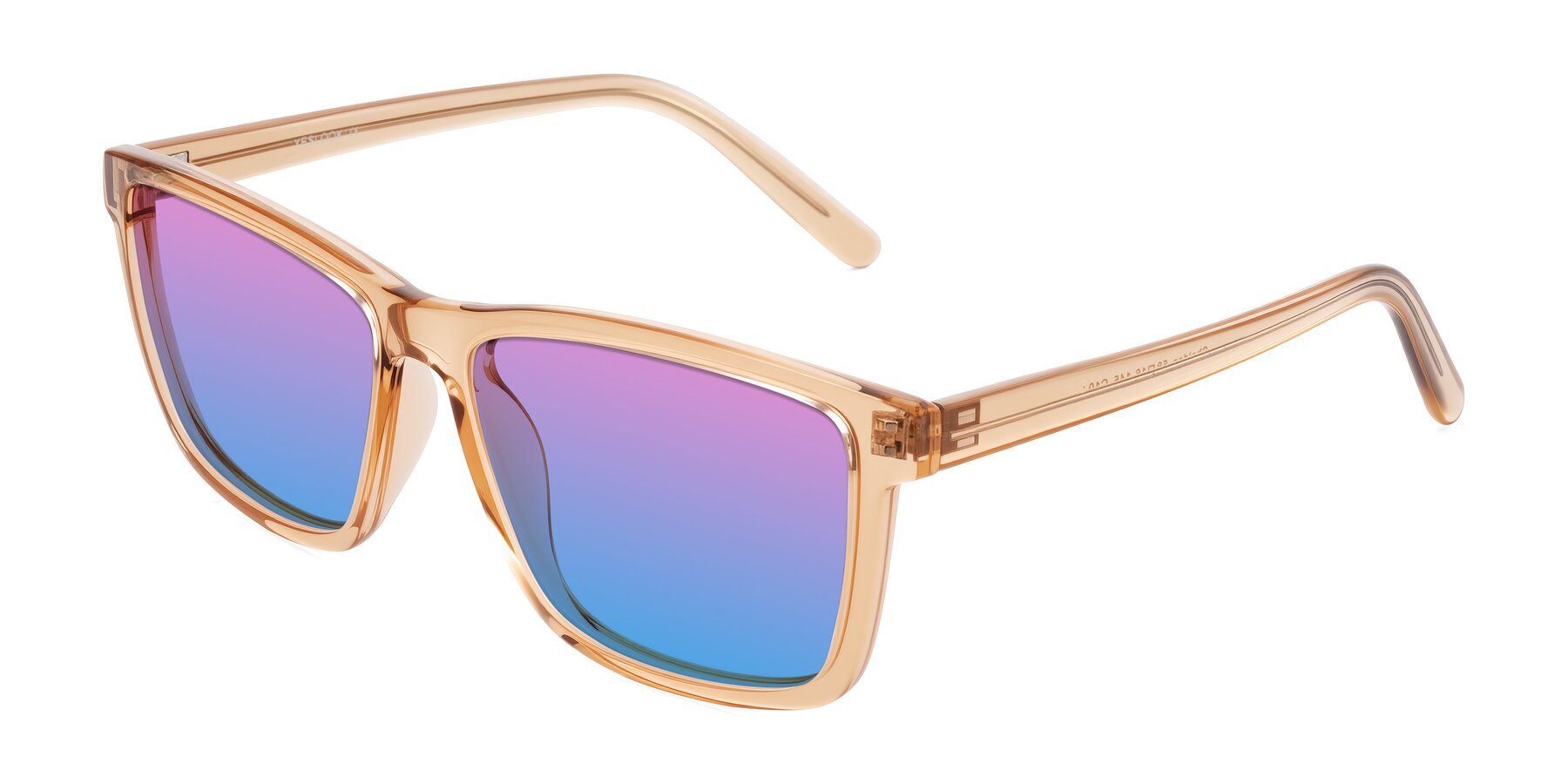 Angle of Sheldon in Amber with Pink / Blue Gradient Lenses