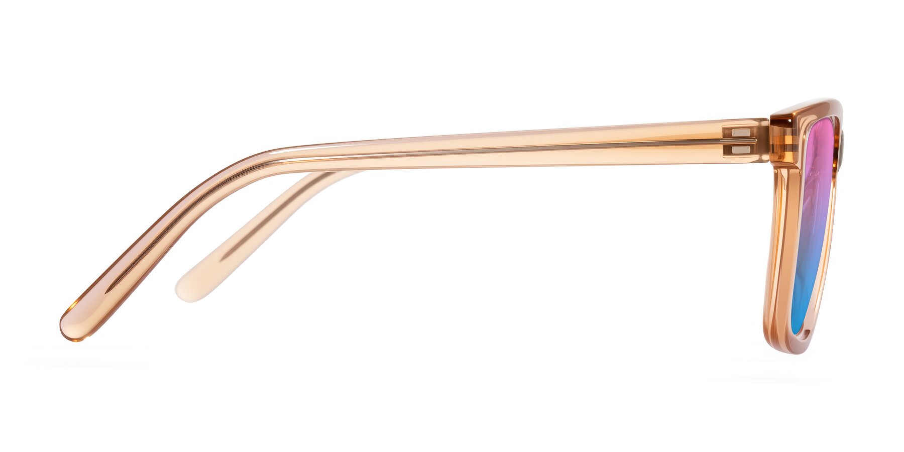 Side of Sheldon in Amber with Pink / Blue Gradient Lenses