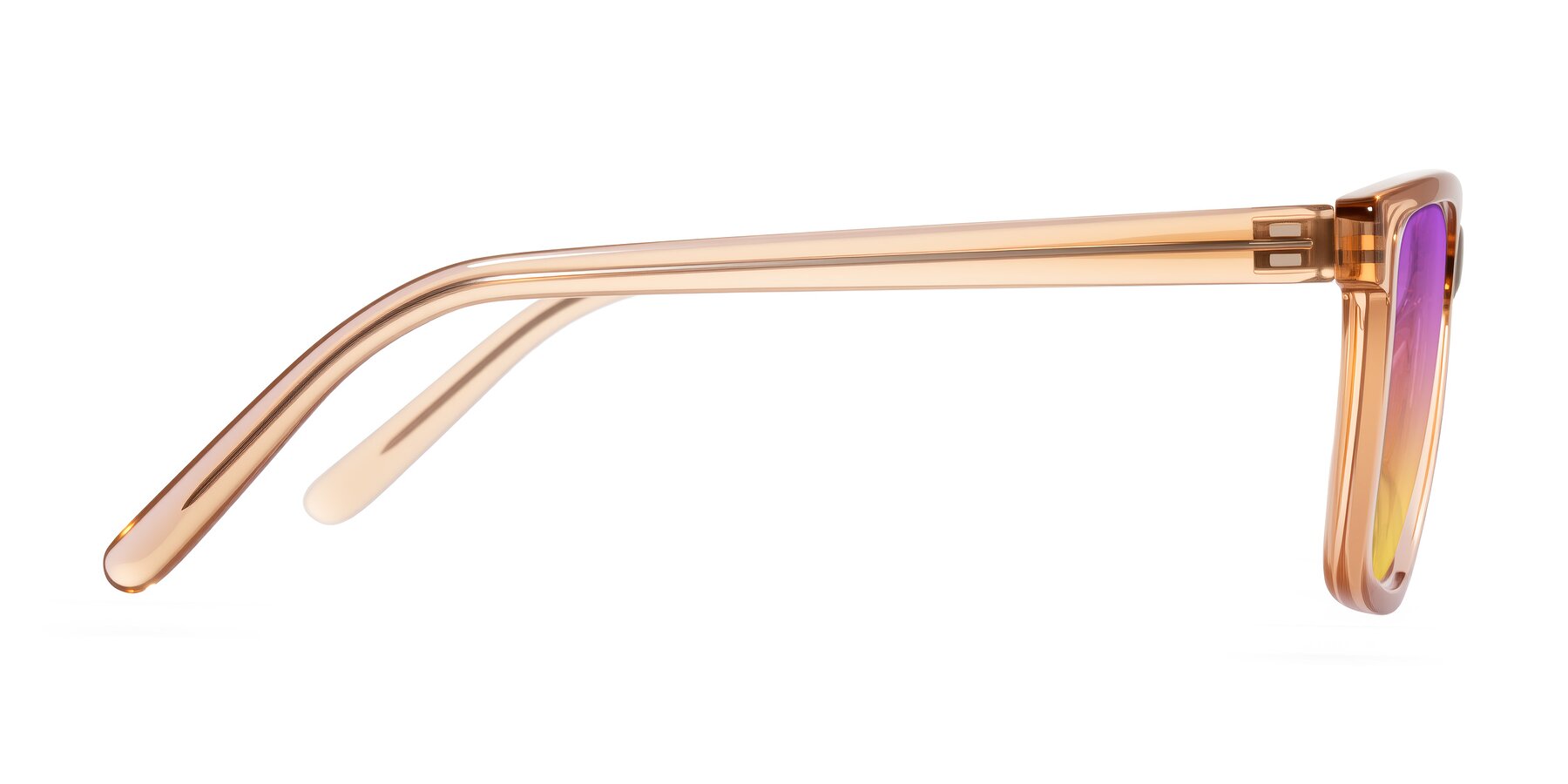 Side of Sheldon in Amber with Purple / Yellow Gradient Lenses