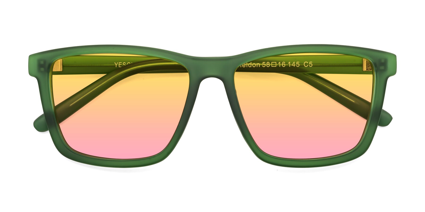 Folded Front of Sheldon in Green with Yellow / Pink Gradient Lenses
