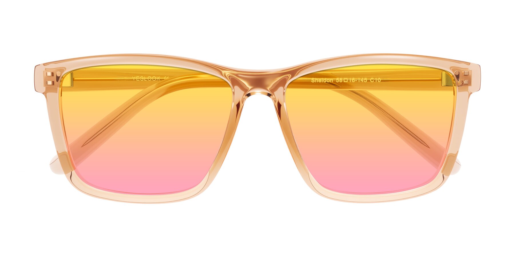 Folded Front of Sheldon in Amber with Yellow / Pink Gradient Lenses