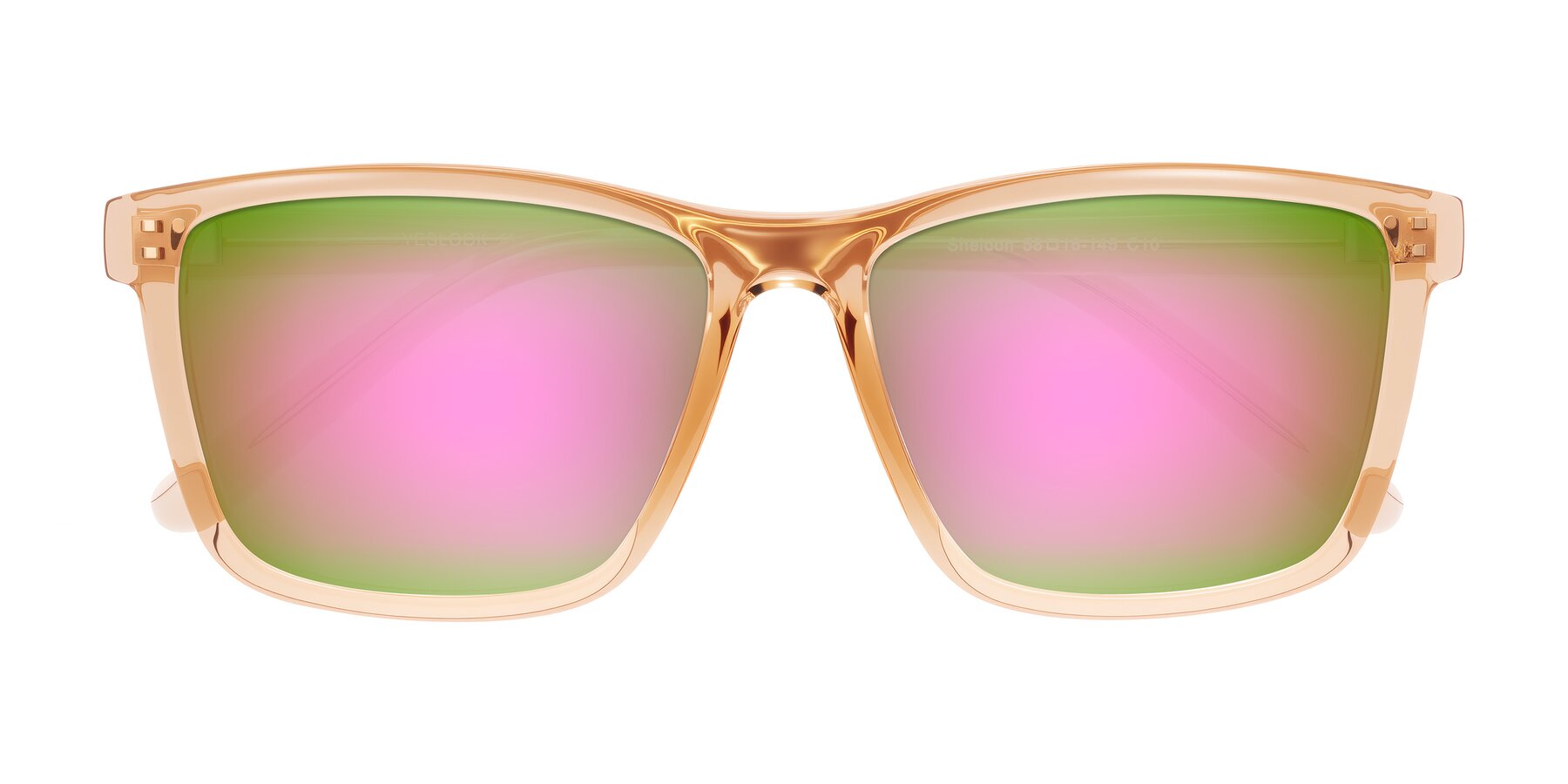 Folded Front of Sheldon in Amber with Pink Mirrored Lenses