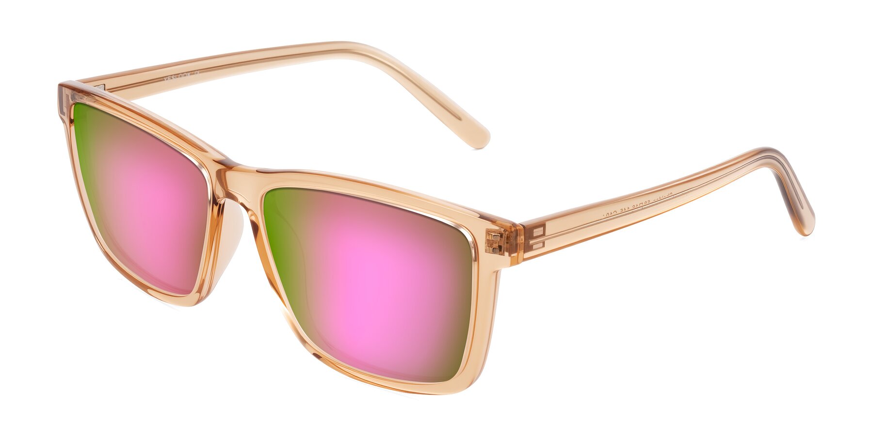 Angle of Sheldon in Amber with Pink Mirrored Lenses