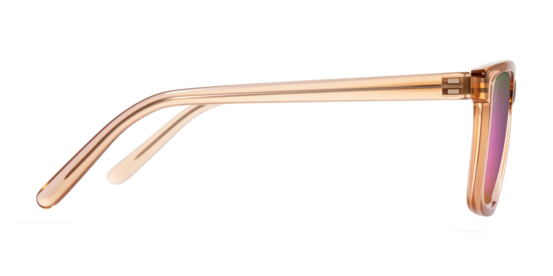 Side of Sheldon in Amber with Pink Mirrored Lenses