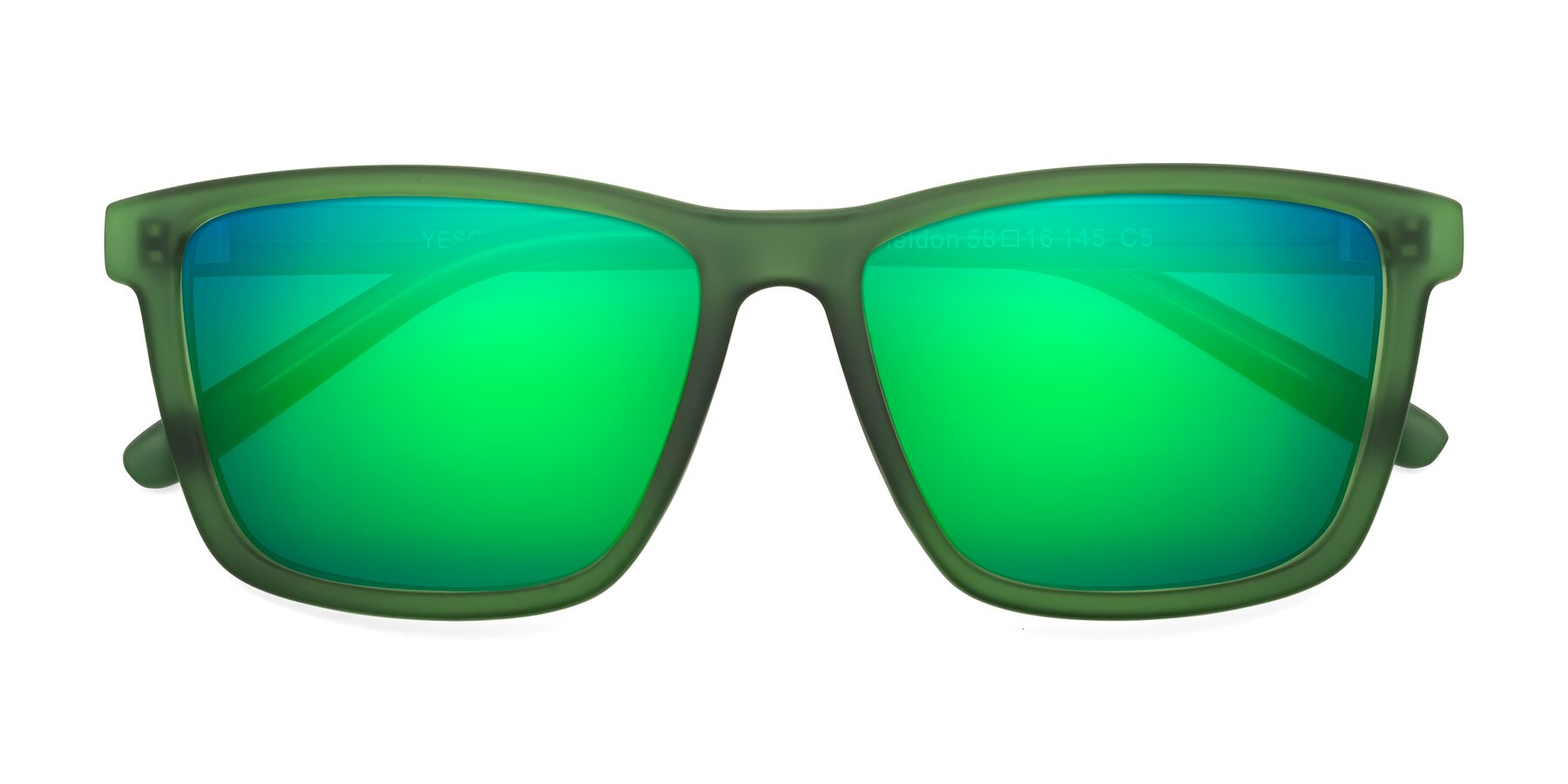 Folded Front of Sheldon in Green with Green Mirrored Lenses