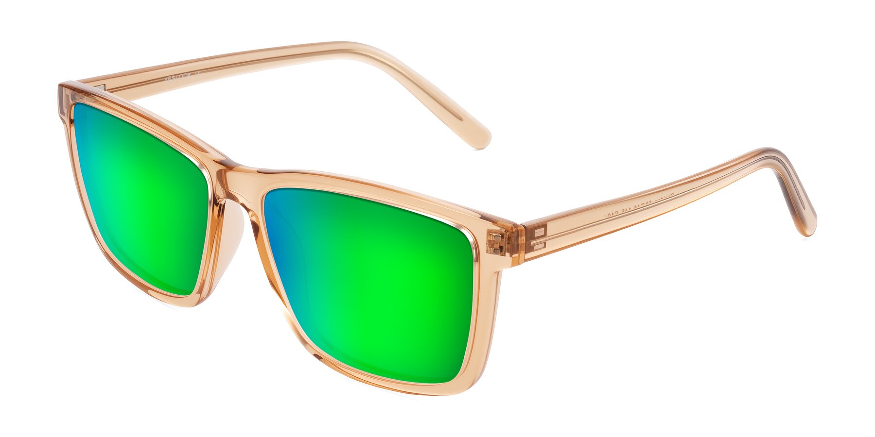 Angle of Sheldon in Amber with Green Mirrored Lenses