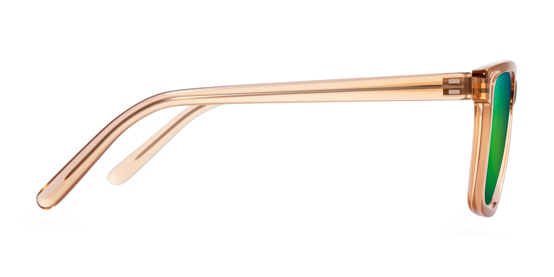 Side of Sheldon in Amber with Green Mirrored Lenses