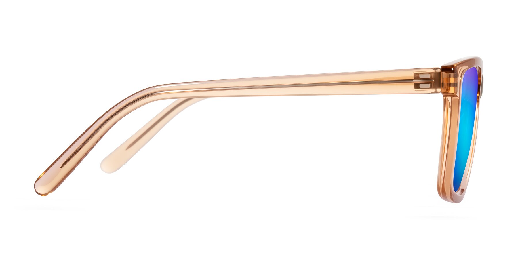 Side of Sheldon in Amber with Blue Mirrored Lenses