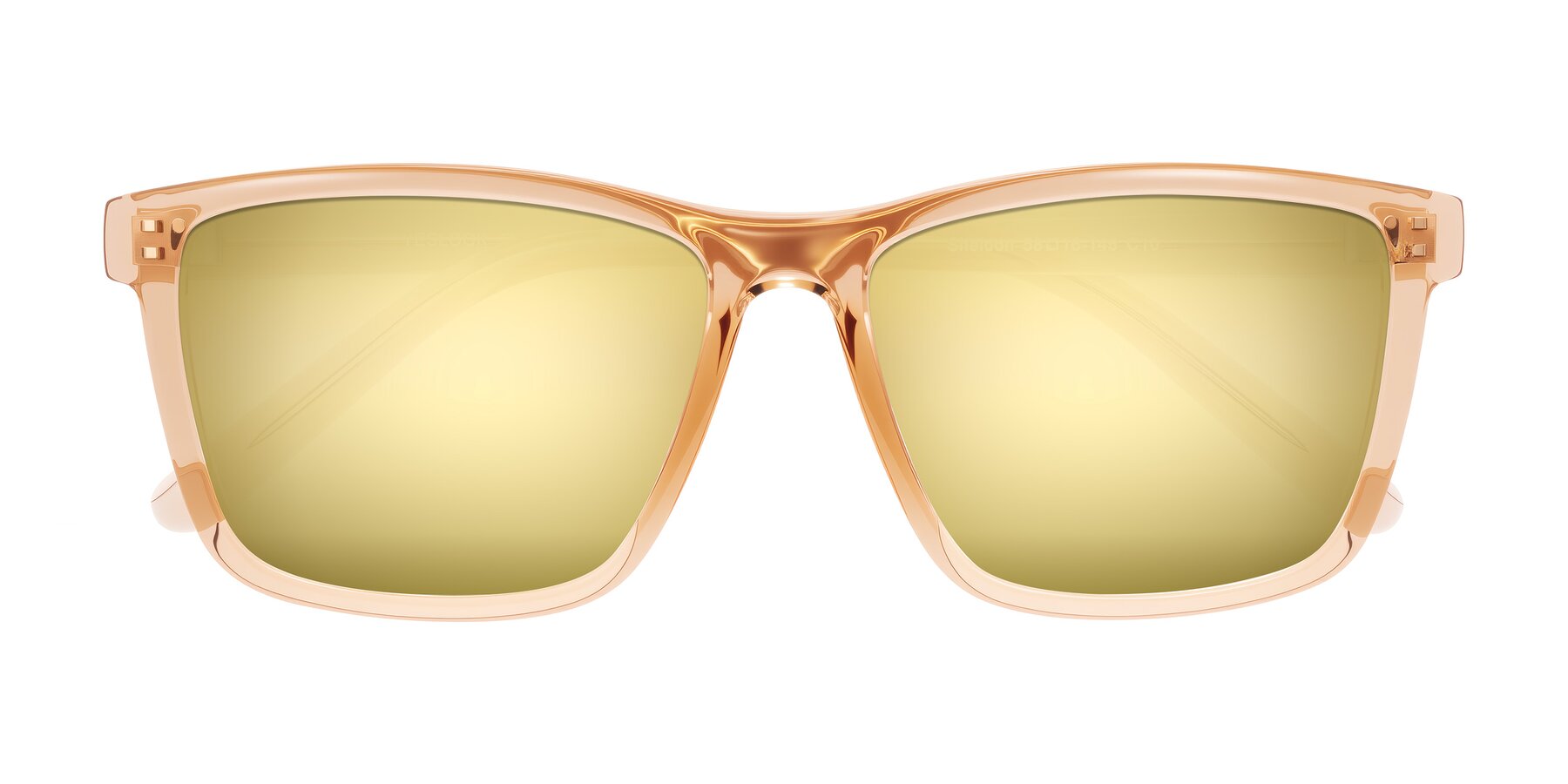 Folded Front of Sheldon in Amber with Gold Mirrored Lenses