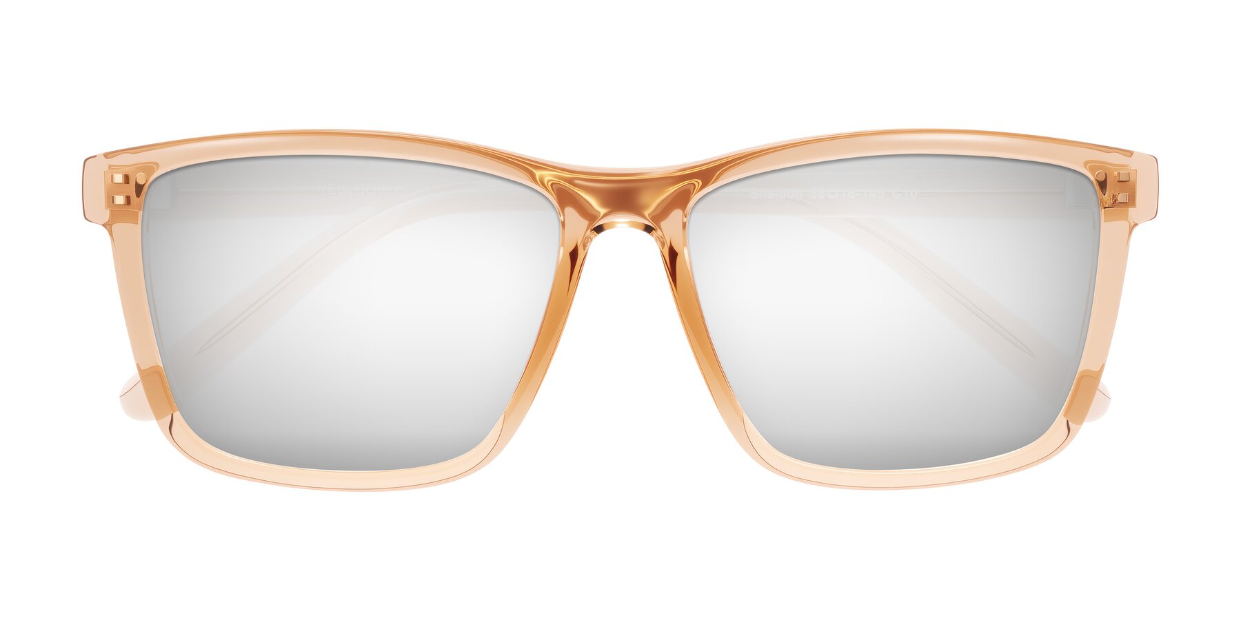 Folded Front of Sheldon in Amber with Silver Mirrored Lenses