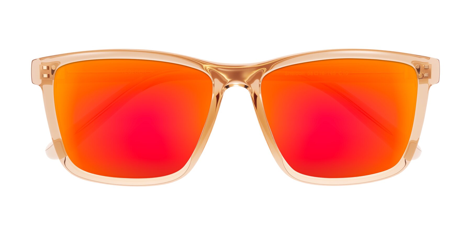 Folded Front of Sheldon in Amber with Red Gold Mirrored Lenses