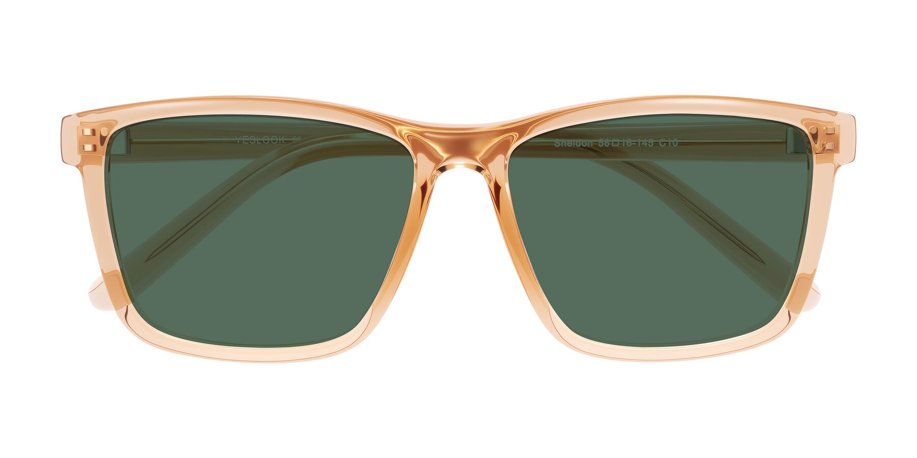 Folded Front of Sheldon in Amber with Green Polarized Lenses
