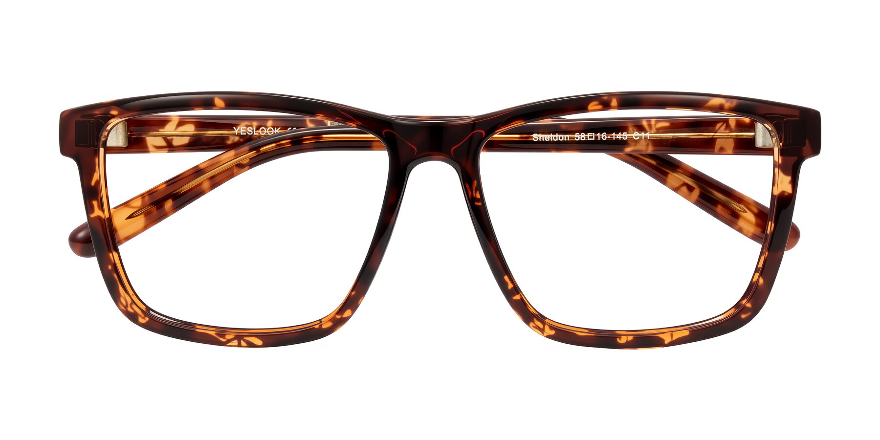 Folded Front of Sheldon in Tortoise with Clear Reading Eyeglass Lenses