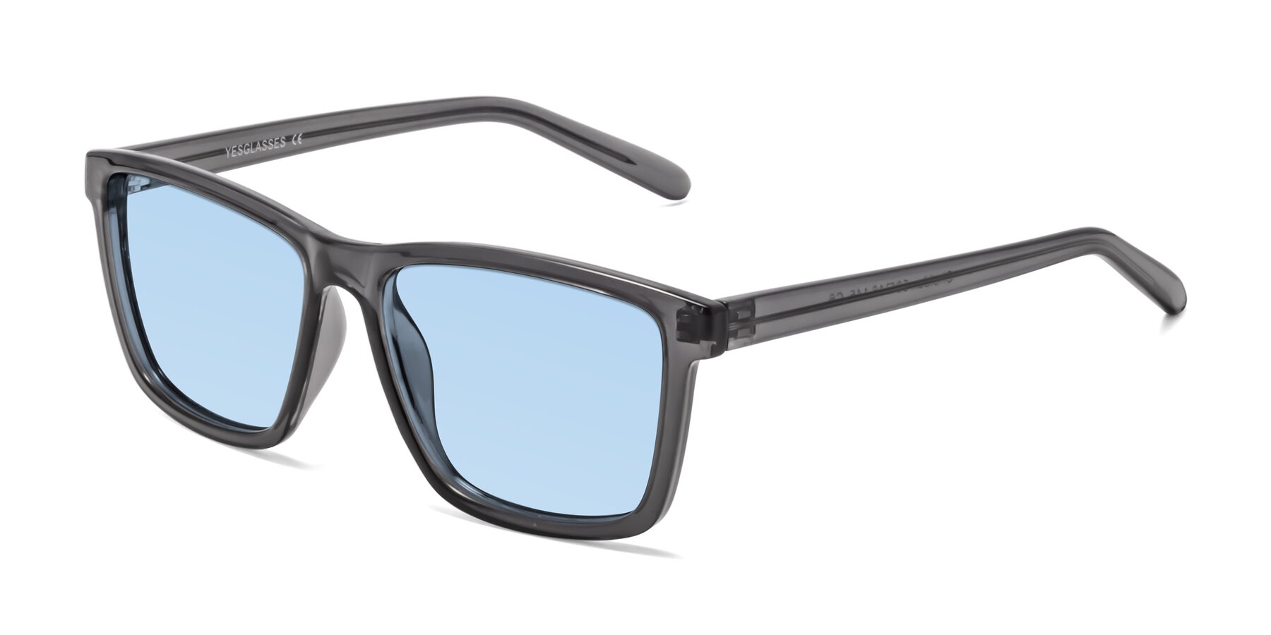 Angle of Sheldon in Transparent Gray with Light Blue Tinted Lenses