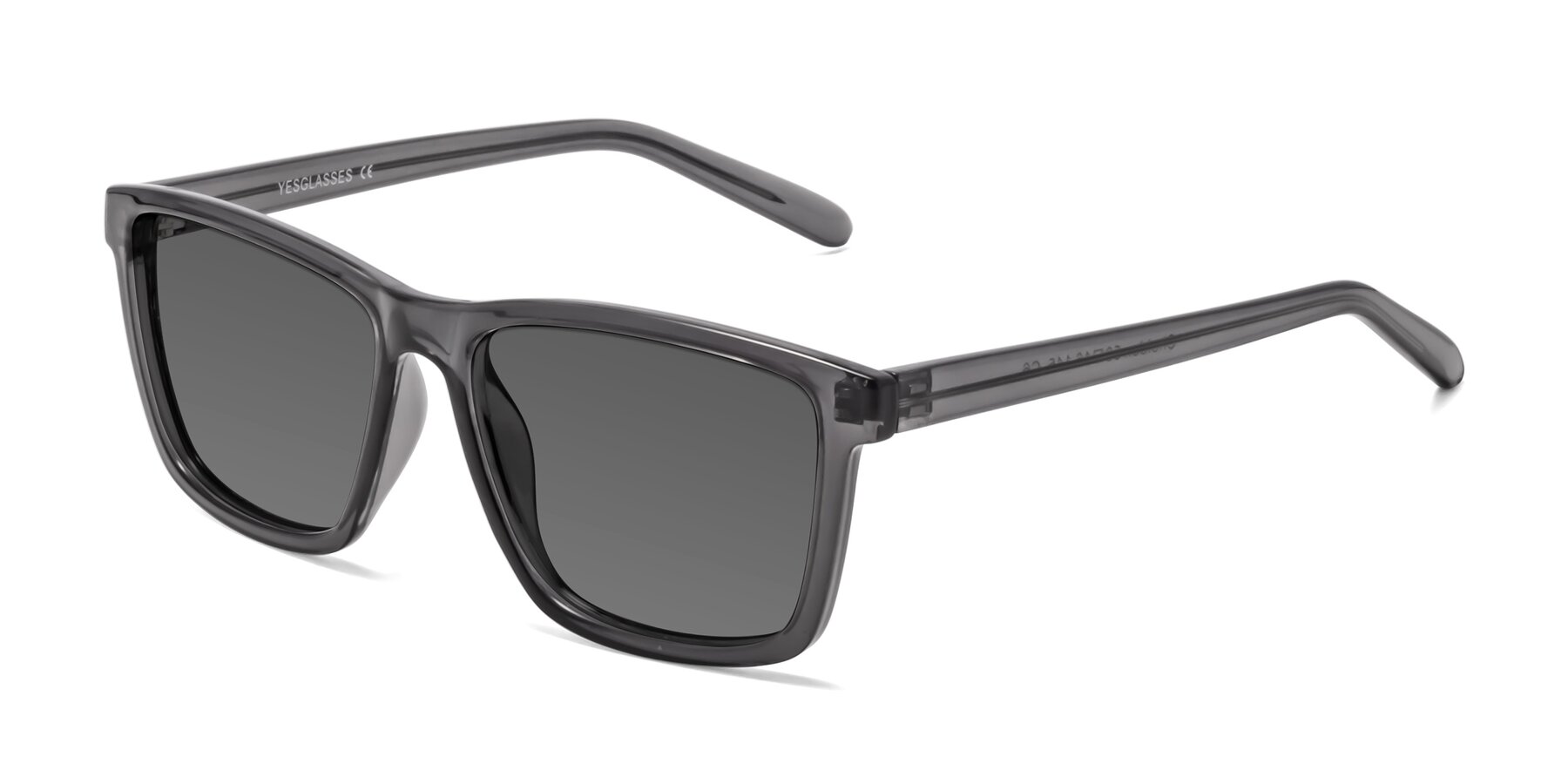 Angle of Sheldon in Transparent Gray with Medium Gray Tinted Lenses