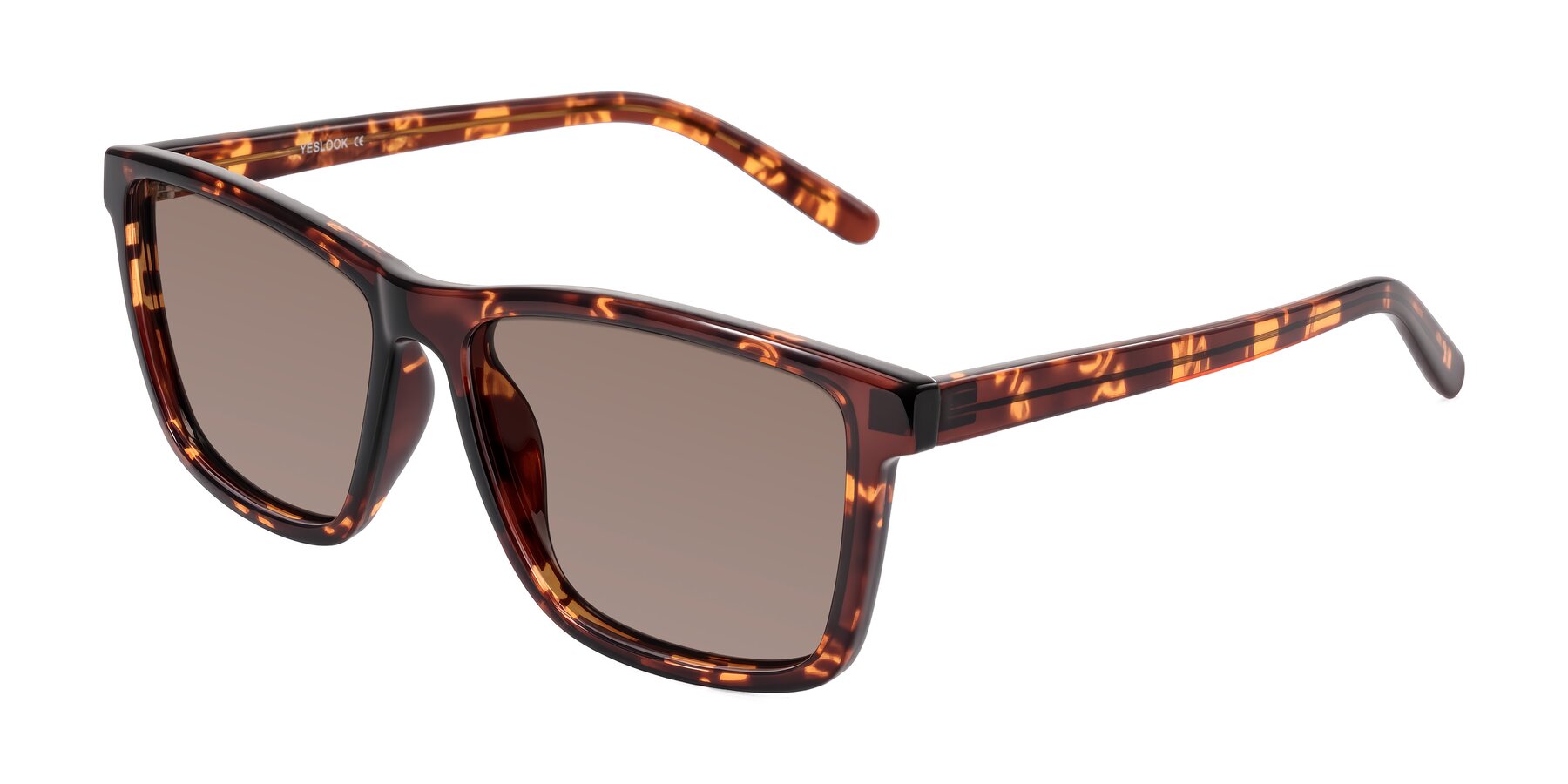 Angle of Sheldon in Tortoise with Medium Brown Tinted Lenses