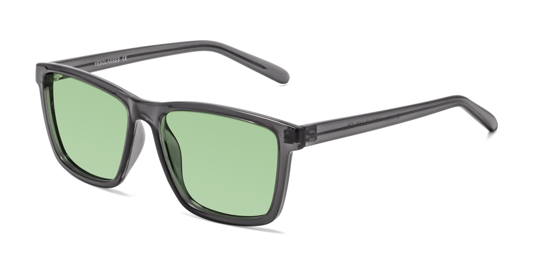 Angle of Sheldon in Transparent Gray with Medium Green Tinted Lenses