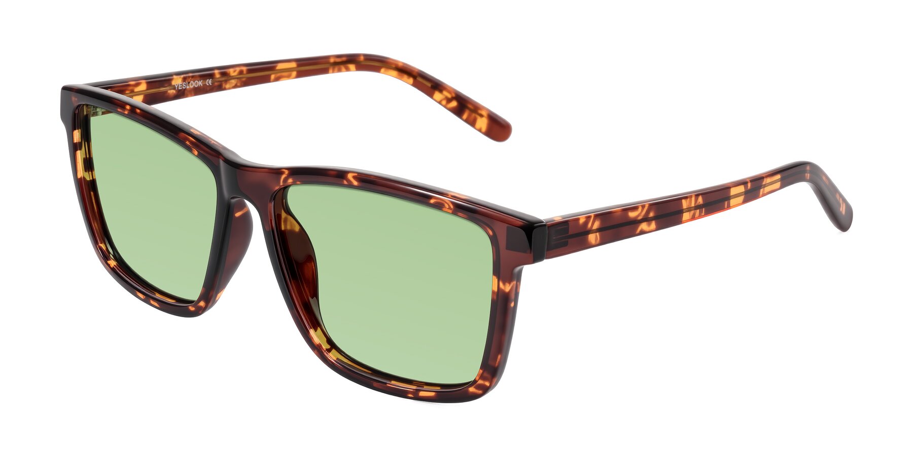 Angle of Sheldon in Tortoise with Medium Green Tinted Lenses