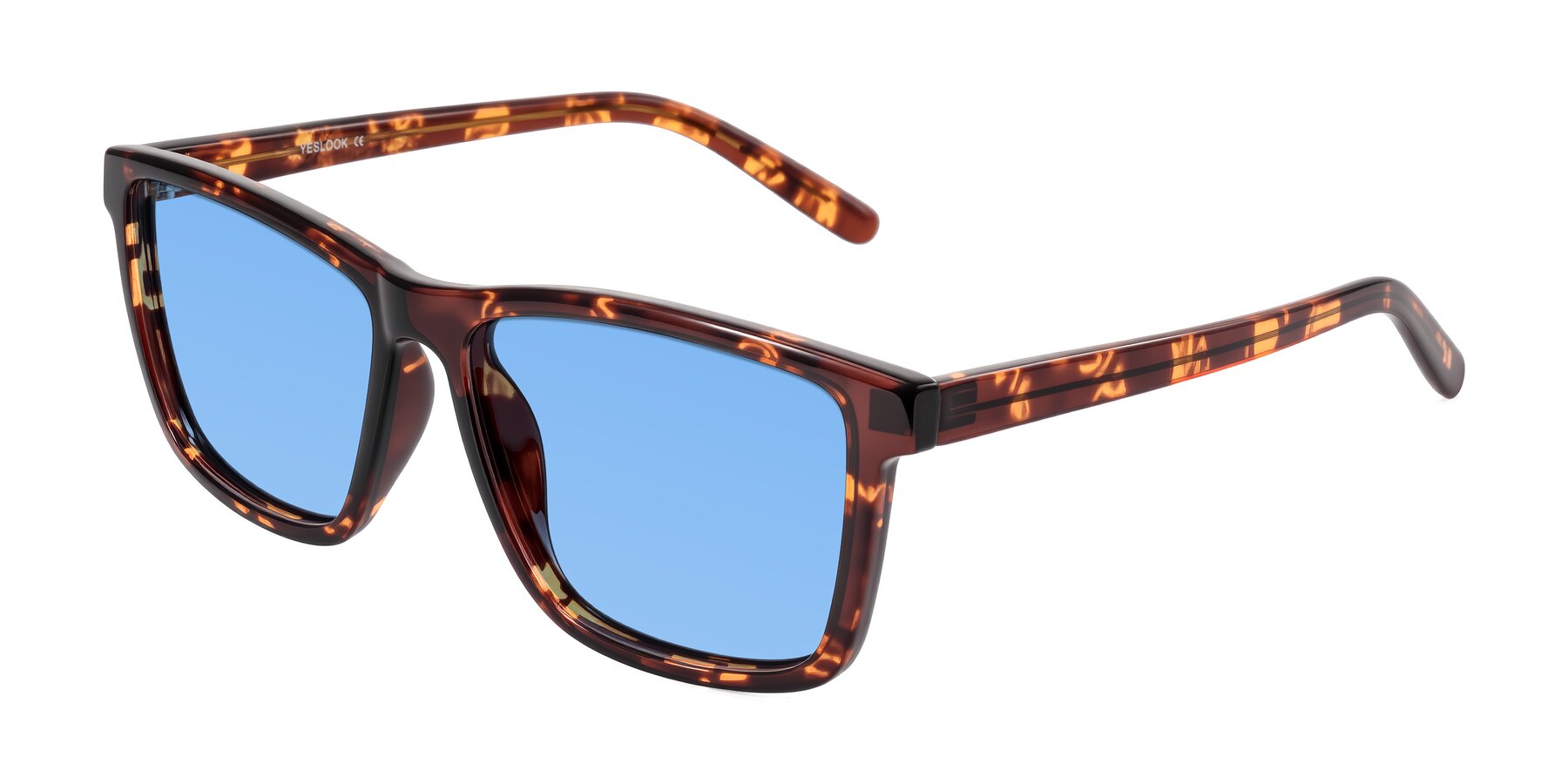 Angle of Sheldon in Tortoise with Medium Blue Tinted Lenses