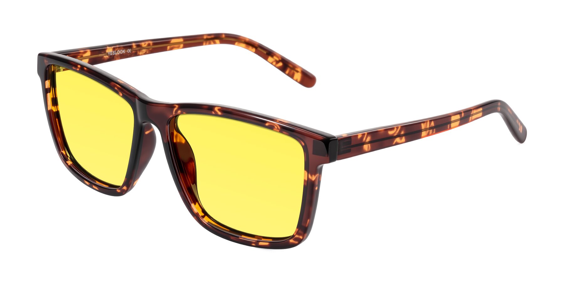 Angle of Sheldon in Tortoise with Medium Yellow Tinted Lenses