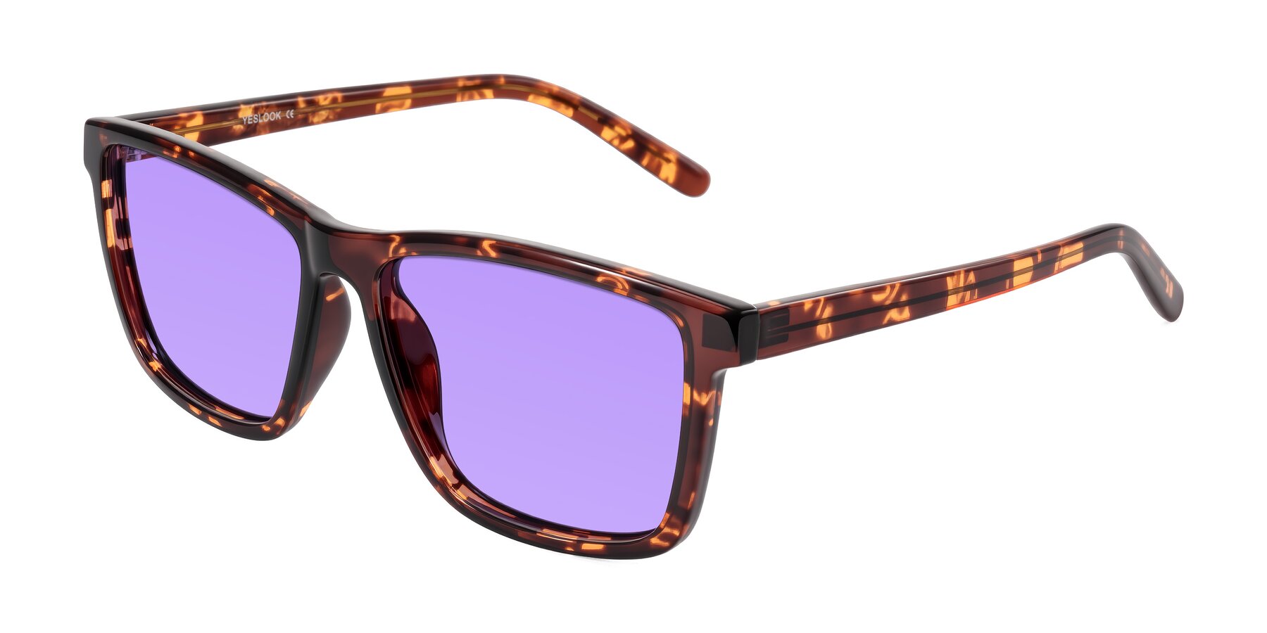 Angle of Sheldon in Tortoise with Medium Purple Tinted Lenses