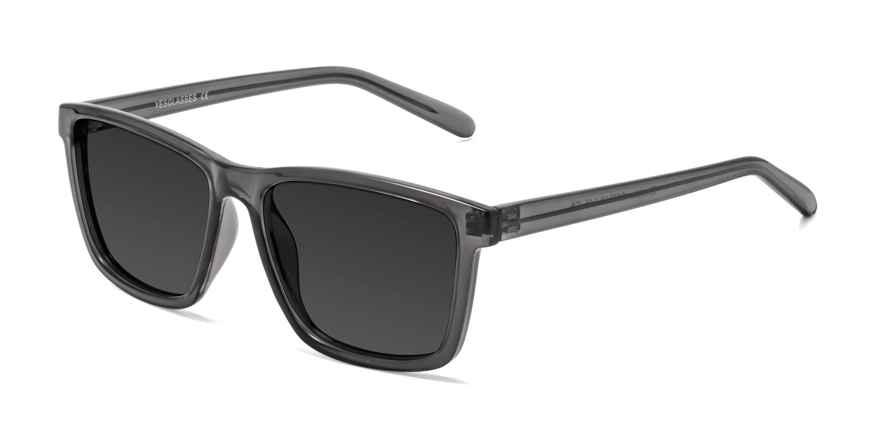 Angle of Sheldon in Transparent Gray with Gray Tinted Lenses
