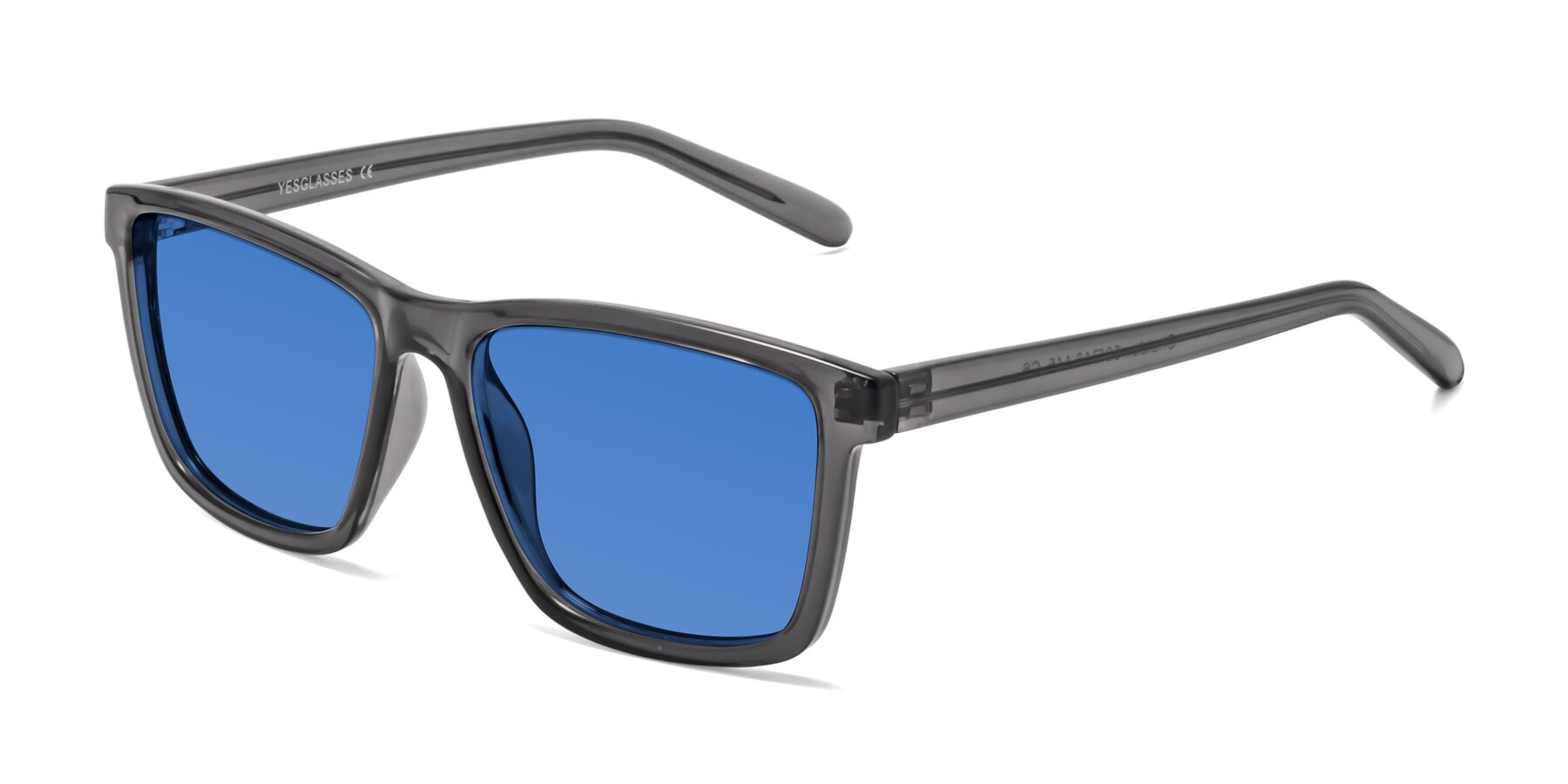 Angle of Sheldon in Transparent Gray with Blue Tinted Lenses