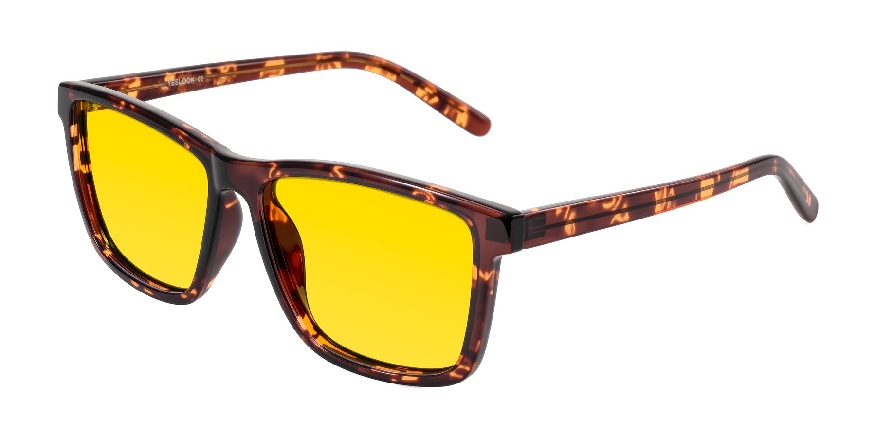 Angle of Sheldon in Tortoise with Yellow Tinted Lenses