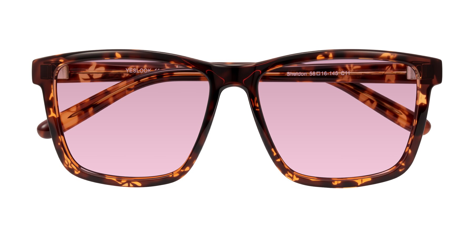 Folded Front of Sheldon in Tortoise with Light Wine Tinted Lenses