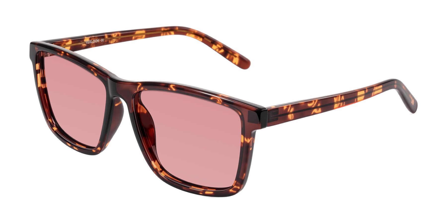 Angle of Sheldon in Tortoise with Medium Garnet Tinted Lenses