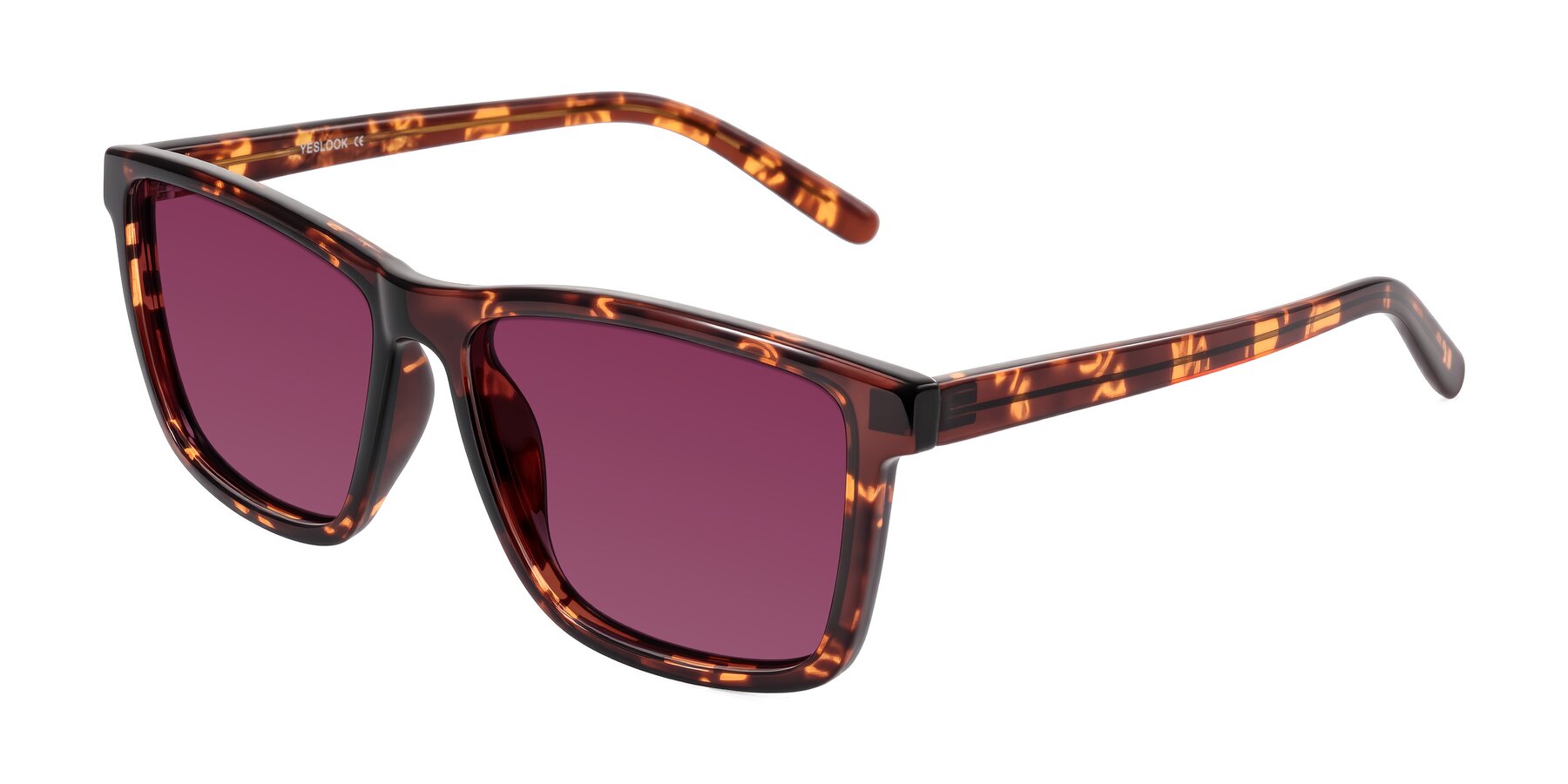 Angle of Sheldon in Tortoise with Wine Tinted Lenses