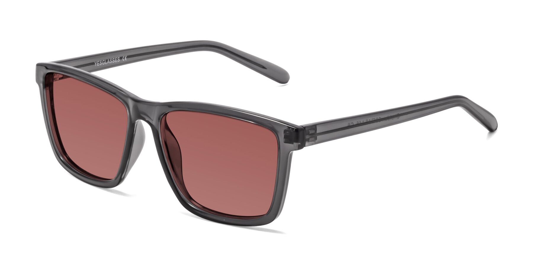 Angle of Sheldon in Transparent Gray with Garnet Tinted Lenses