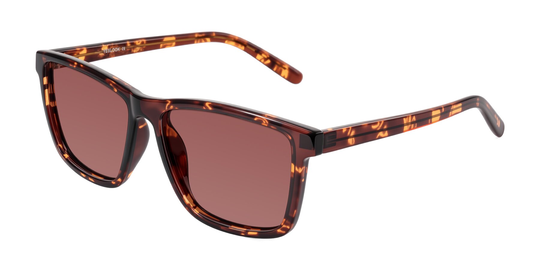 Angle of Sheldon in Tortoise with Garnet Tinted Lenses