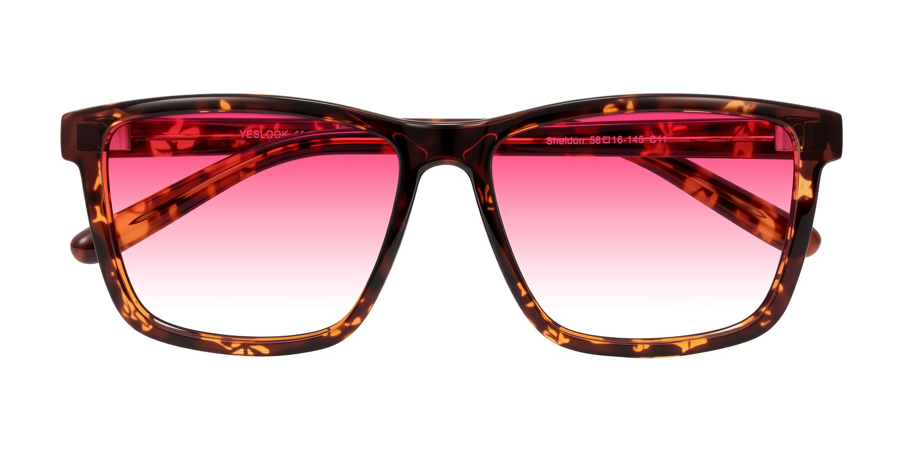 Folded Front of Sheldon in Tortoise with Pink Gradient Lenses
