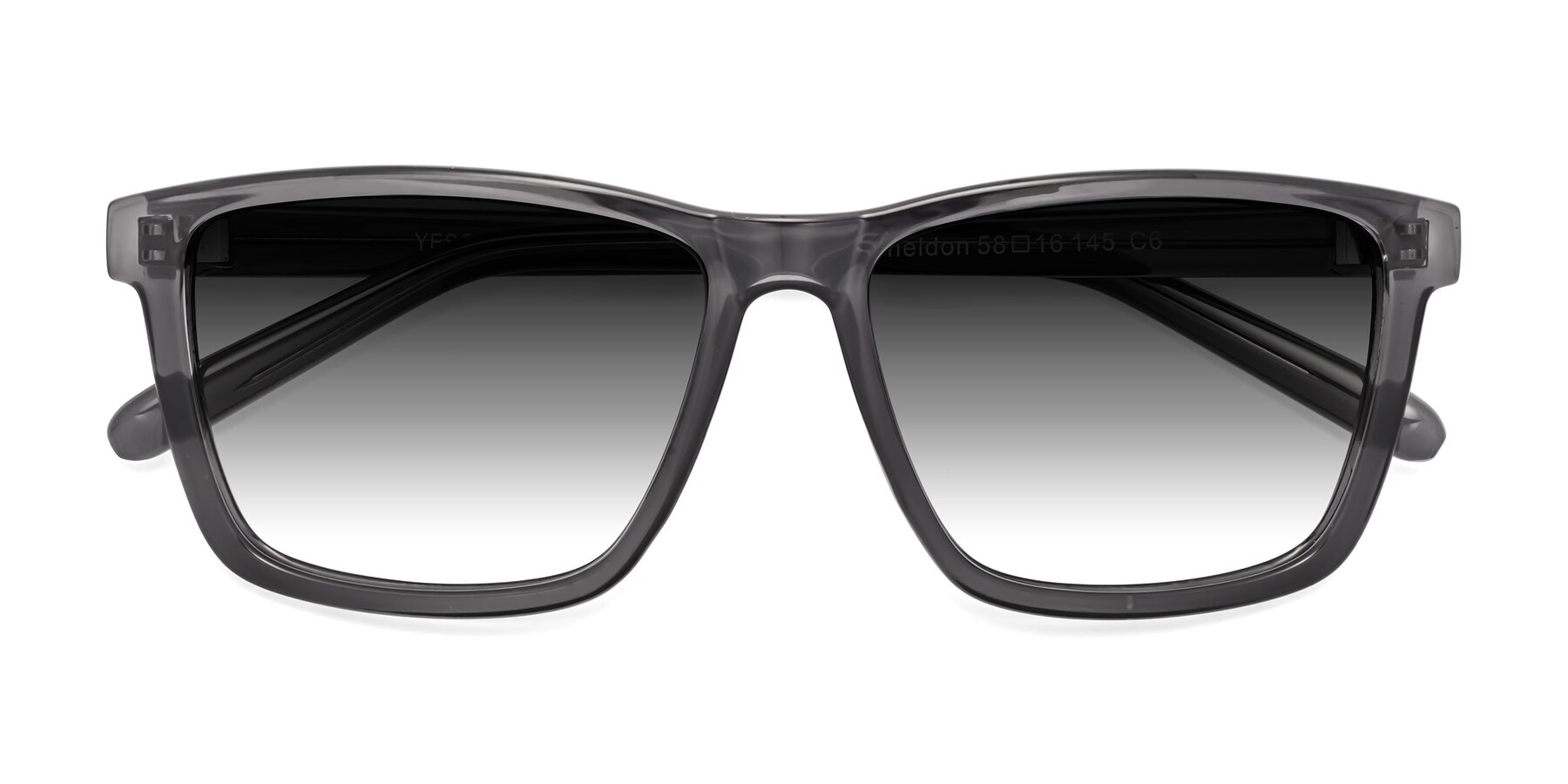 Folded Front of Sheldon in Transparent Gray with Gray Gradient Lenses