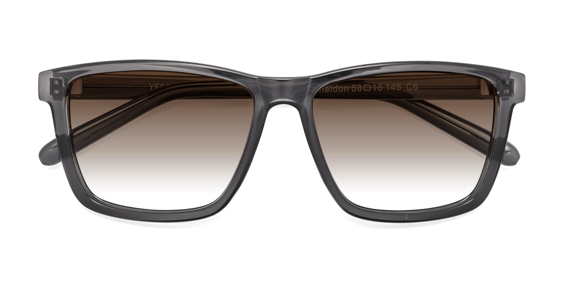 Folded Front of Sheldon in Transparent Gray with Brown Gradient Lenses