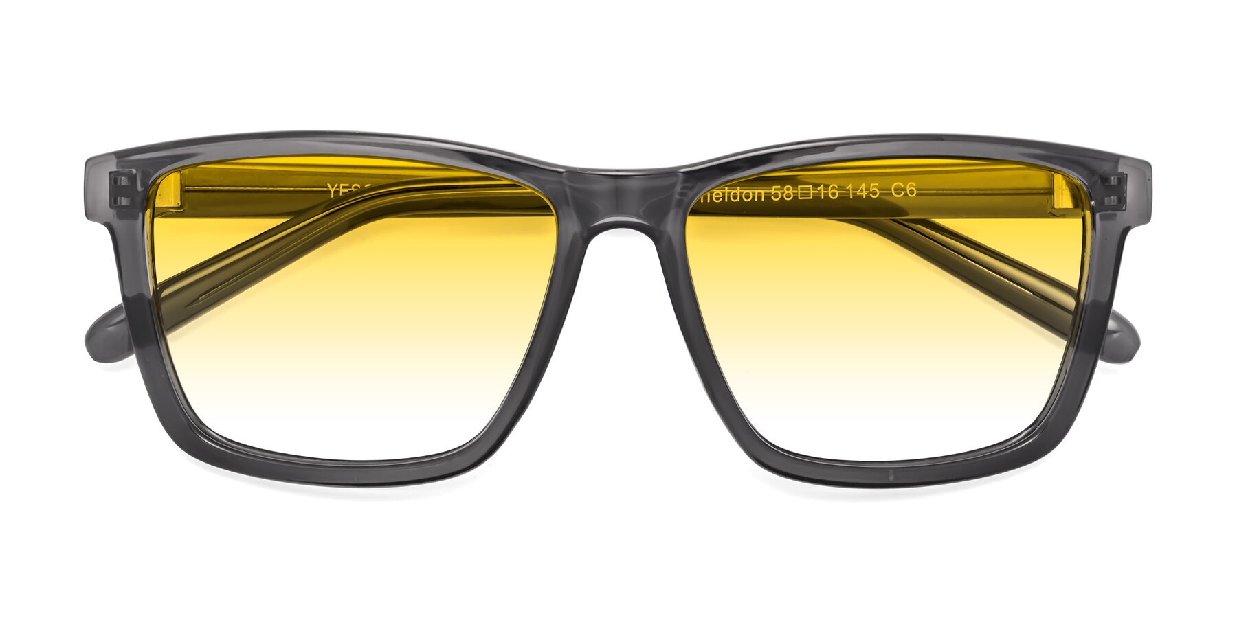 Folded Front of Sheldon in Transparent Gray with Yellow Gradient Lenses