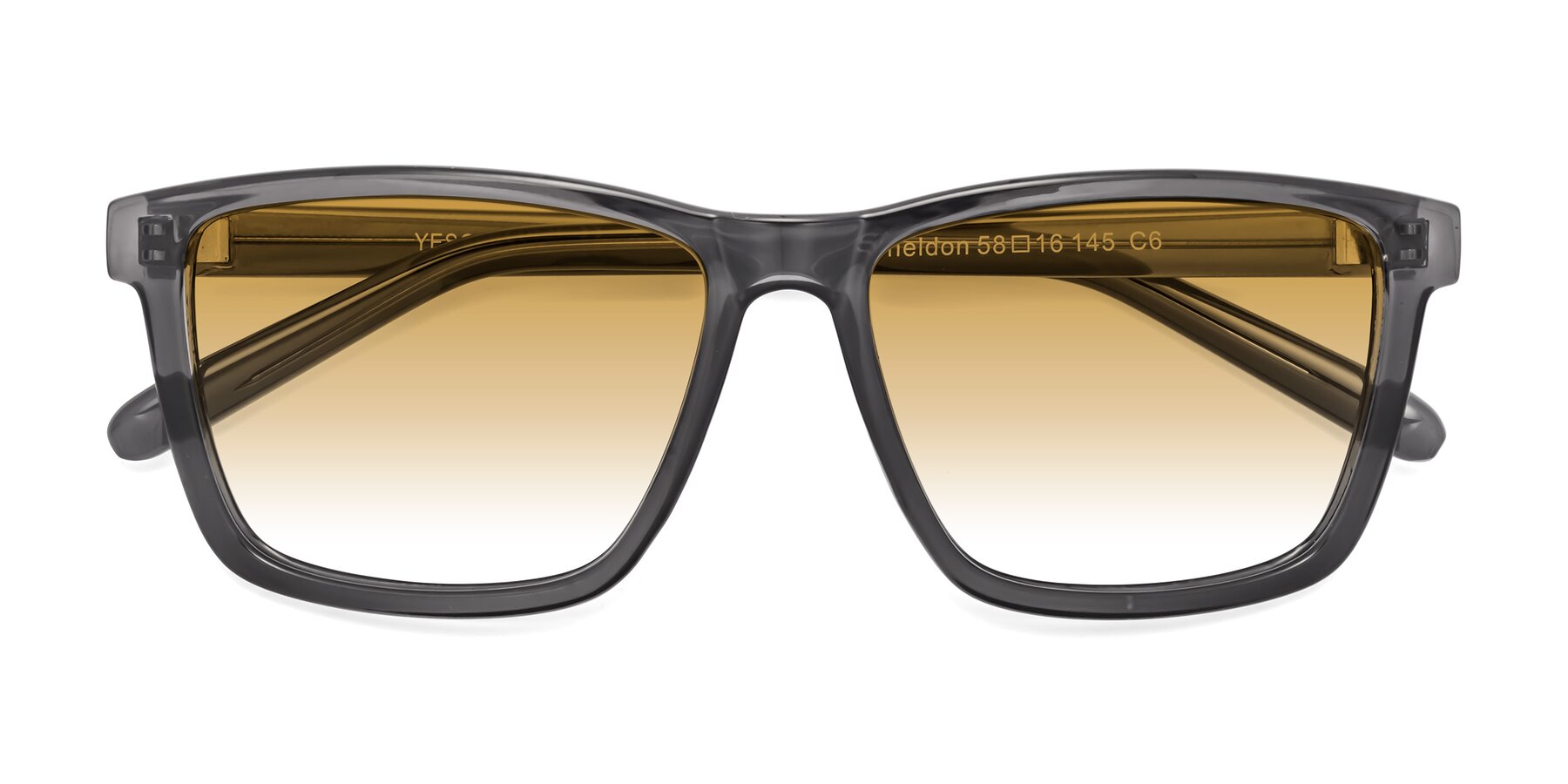 Folded Front of Sheldon in Transparent Gray with Champagne Gradient Lenses