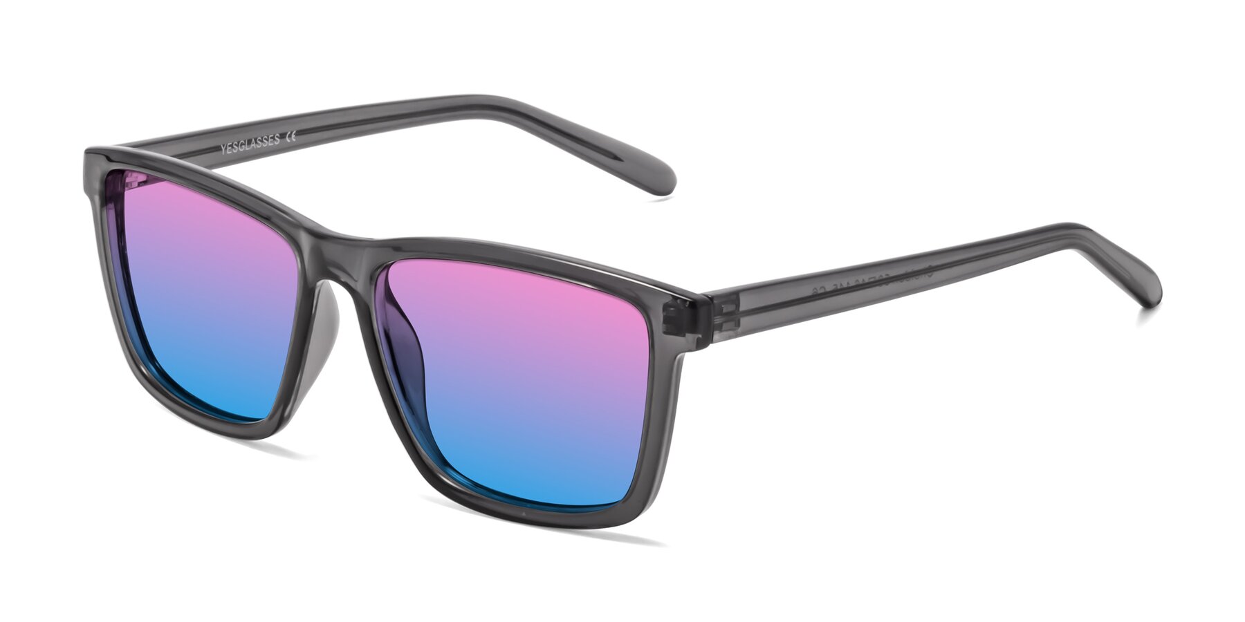 Angle of Sheldon in Transparent Gray with Pink / Blue Gradient Lenses
