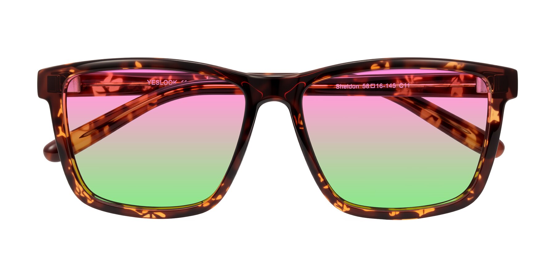 Folded Front of Sheldon in Tortoise with Pink / Green Gradient Lenses