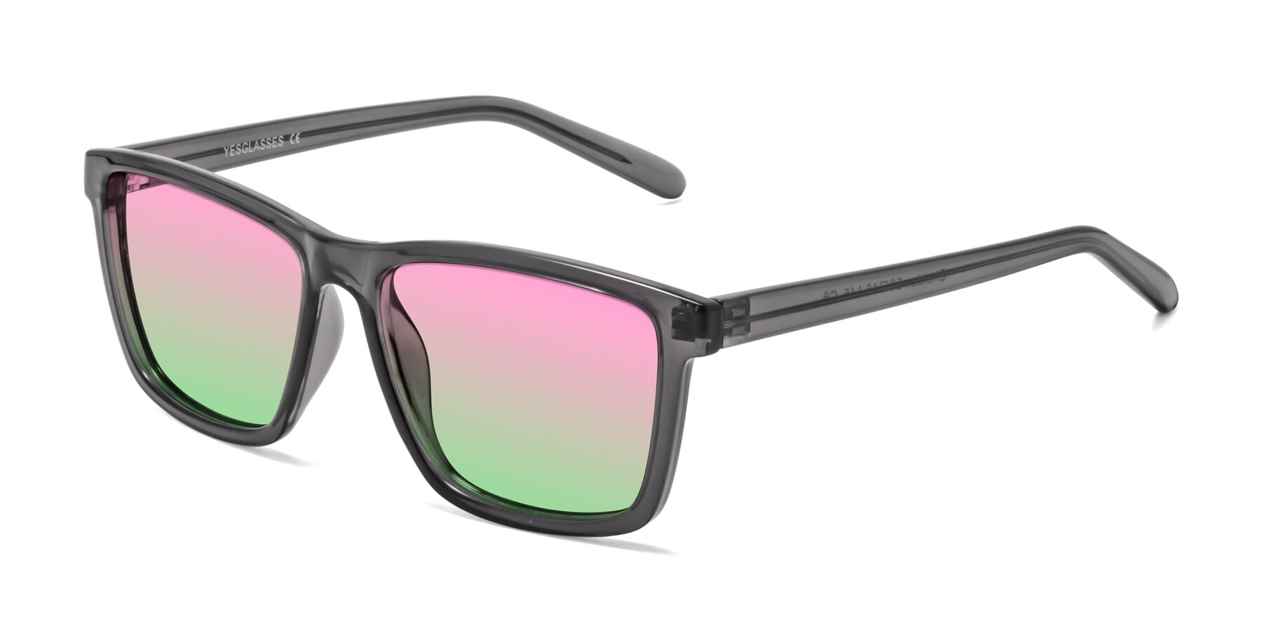 Angle of Sheldon in Transparent Gray with Pink / Green Gradient Lenses