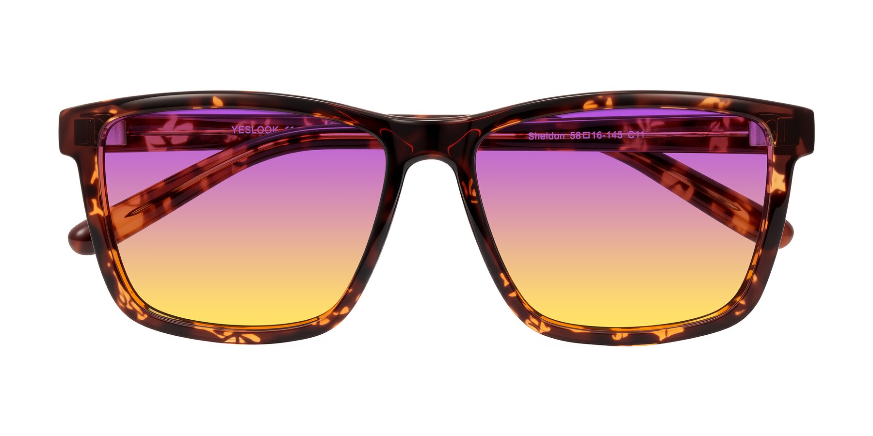 Folded Front of Sheldon in Tortoise with Purple / Yellow Gradient Lenses