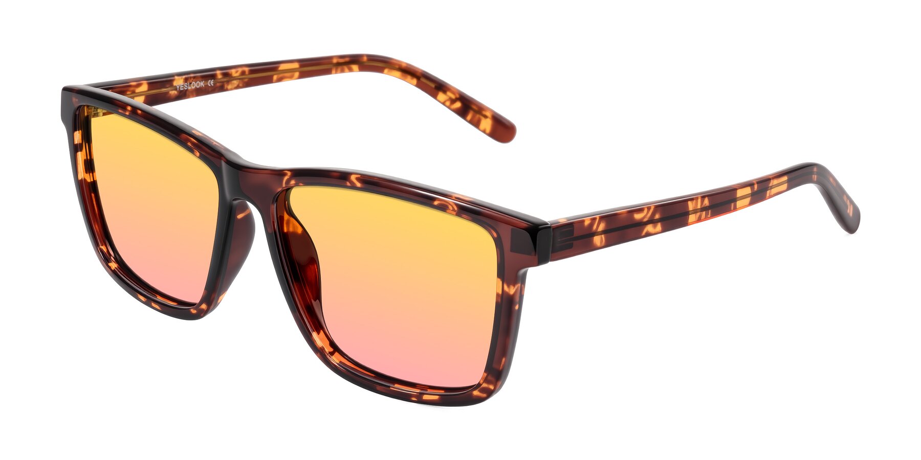 Angle of Sheldon in Tortoise with Yellow / Pink Gradient Lenses