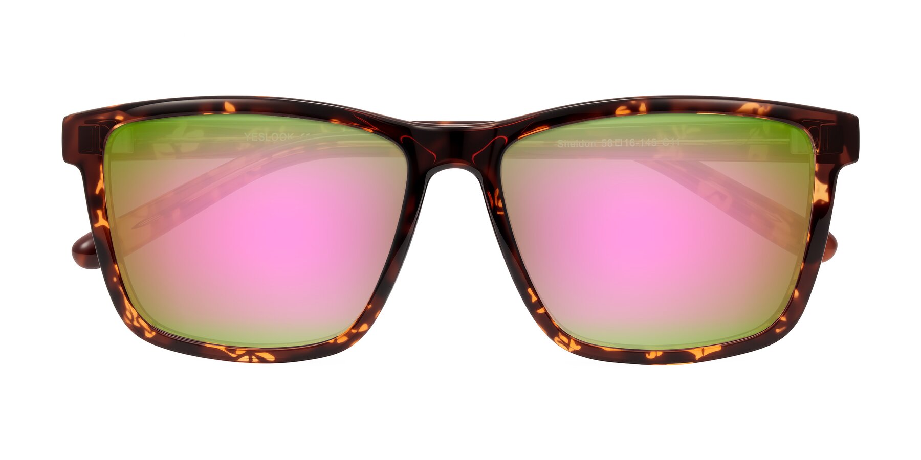 Folded Front of Sheldon in Tortoise with Pink Mirrored Lenses